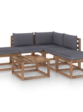 VidaXL 6-delige Loungeset met antracietkleurige kussens