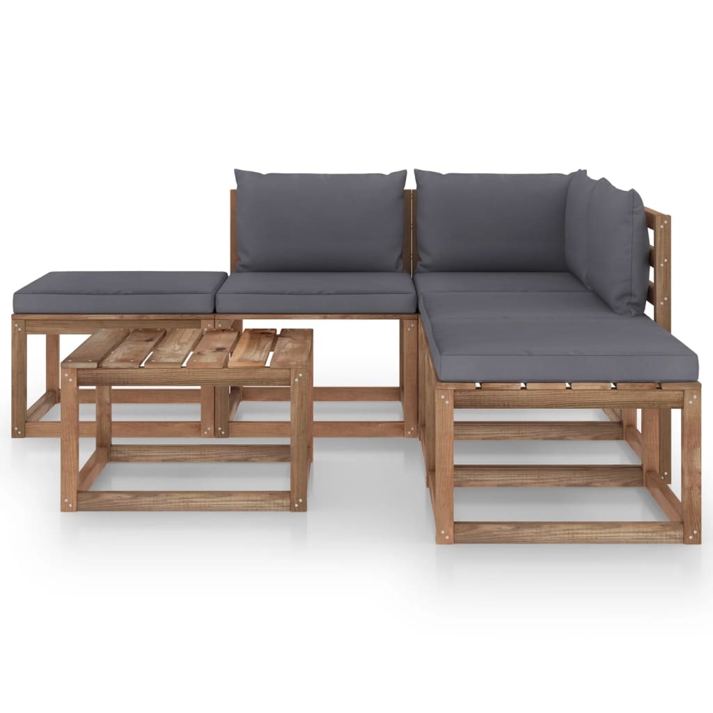VidaXL 6-delige Loungeset met antracietkleurige kussens