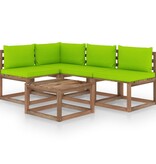 VidaXL 5-delige Loungeset met heldergroene kussens