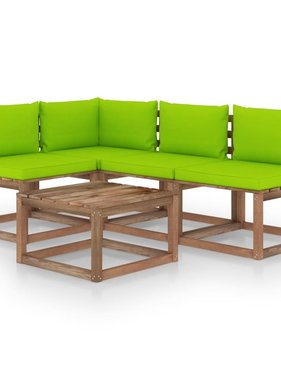VidaXL 5-delige Loungeset met heldergroene kussens