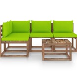 VidaXL 5-delige Loungeset met heldergroene kussens