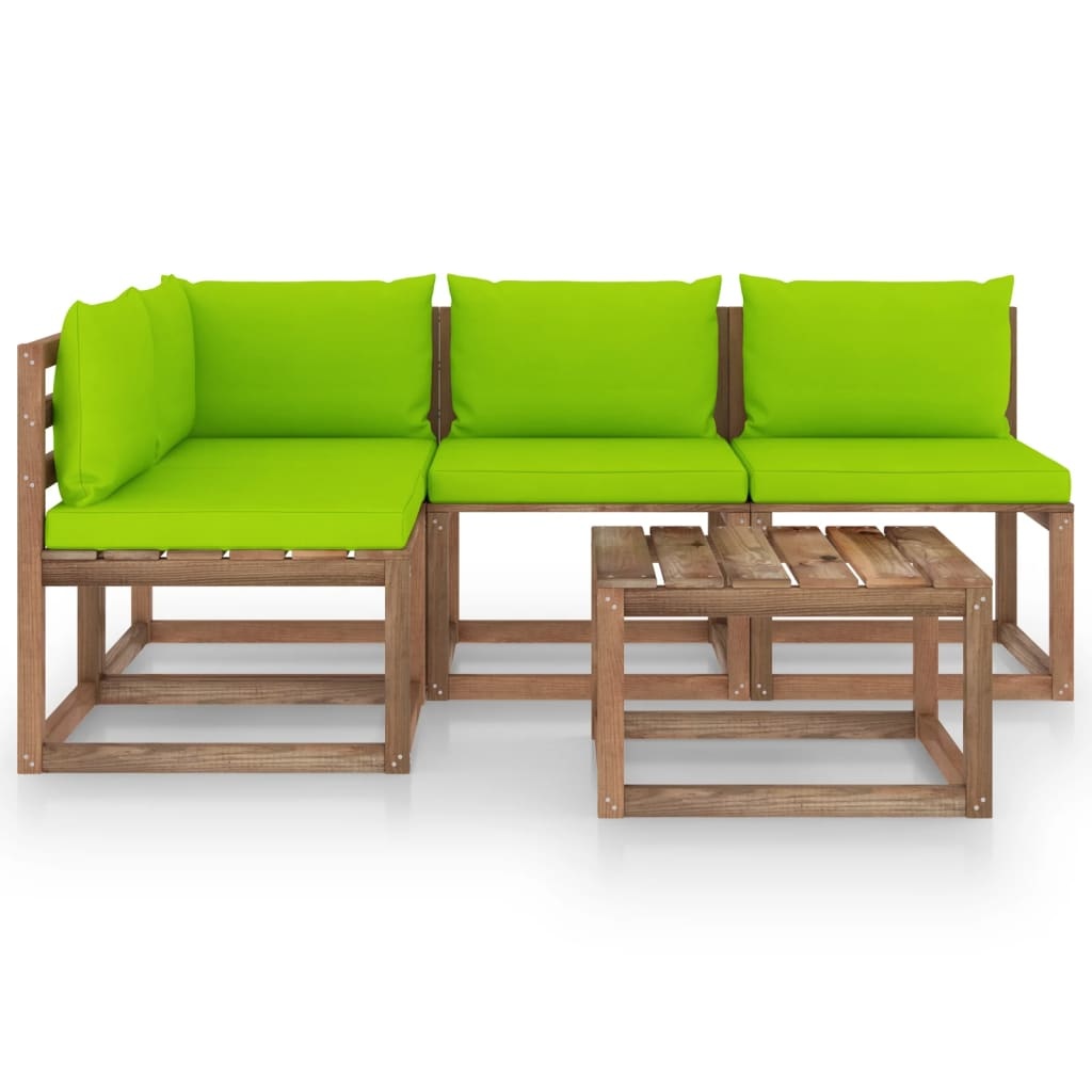 VidaXL 5-delige Loungeset met heldergroene kussens