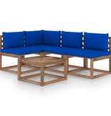 VidaXL 5-delige Loungeset met blauwe kussens