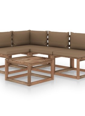 VidaXL 5-delige Loungeset met taupe kussens