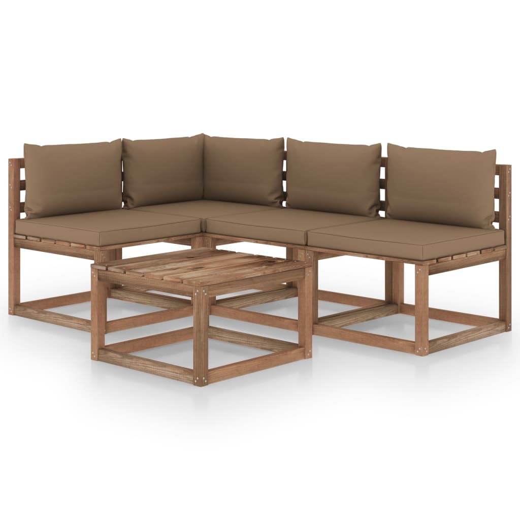 VidaXL 5-delige Loungeset met taupe kussens