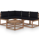 VidaXL 5-delige Loungeset met zwarte kussens
