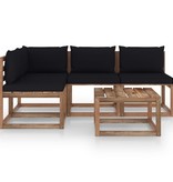 VidaXL 5-delige Loungeset met zwarte kussens