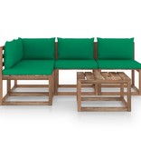 VidaXL 5-delige Loungeset met groene kussens