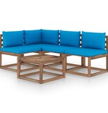 VidaXL 5-delige Loungeset met lichtblauwe kussens
