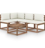 VidaXL 5-delige Loungeset met crèmekleurige kussens