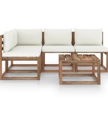 VidaXL 5-delige Loungeset met crèmekleurige kussens