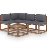 VidaXL 5-delige Loungeset met antracietkleurige kussens