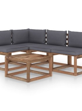 VidaXL 5-delige Loungeset met antracietkleurige kussens
