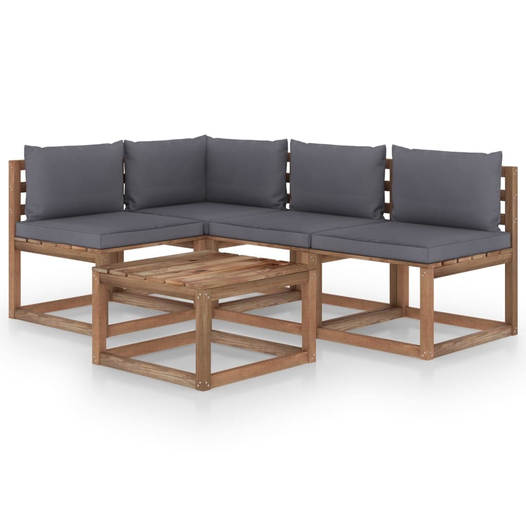VidaXL 5-delige Loungeset met antracietkleurige kussens