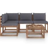 VidaXL 5-delige Loungeset met antracietkleurige kussens