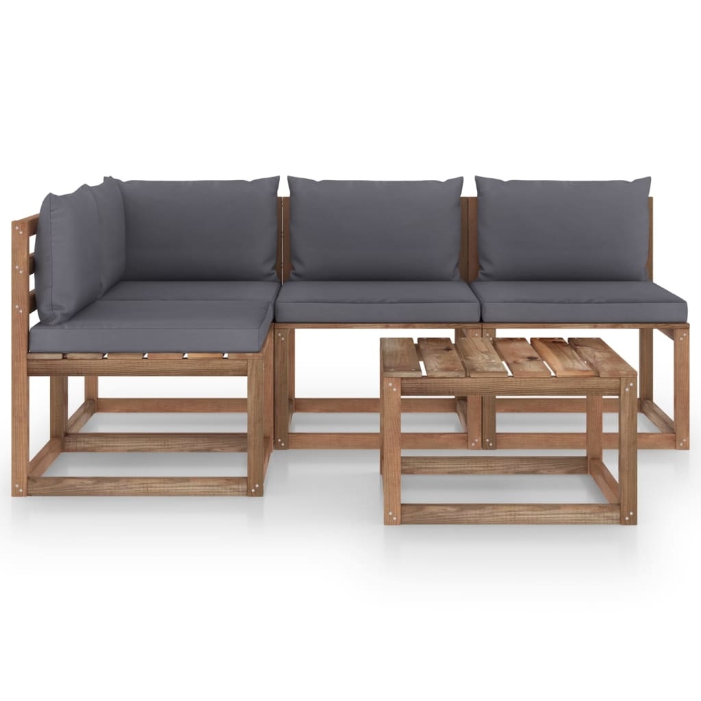 VidaXL 5-delige Loungeset met antracietkleurige kussens