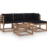 VidaXL 5-delige Loungeset met zwarte kussens