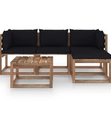 VidaXL 5-delige Loungeset met zwarte kussens