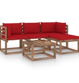VidaXL 5-delige Loungeset met rode kussens