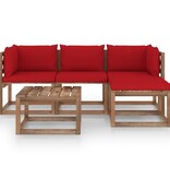 VidaXL 5-delige Loungeset met rode kussens