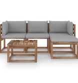 VidaXL 5-delige Loungeset met grijze kussens