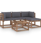 VidaXL 5-delige Loungeset met antracietkleurige kussens