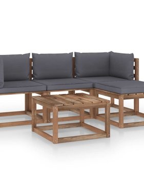 VidaXL 5-delige Loungeset met antracietkleurige kussens
