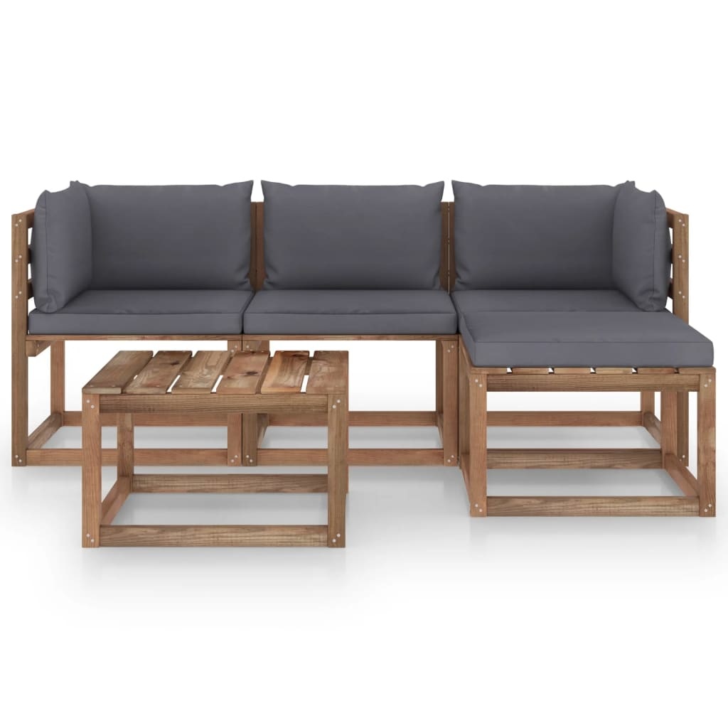 VidaXL 5-delige Loungeset met antracietkleurige kussens