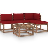 VidaXL 5-delige Loungeset pallet met kussens geïmpregneerd grenenhout