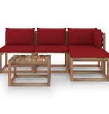VidaXL 5-delige Loungeset pallet met kussens geïmpregneerd grenenhout
