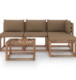 VidaXL 5-delige Loungeset pallet met kussens geïmpregneerd grenenhout