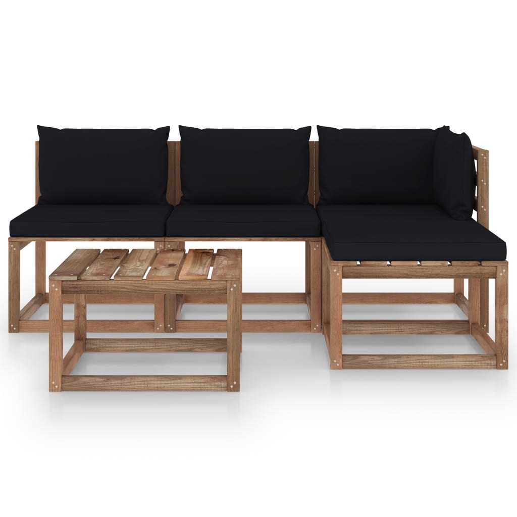 VidaXL 5-delige Loungeset pallet met kussens geïmpregneerd grenenhout