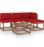 VidaXL 5-delige Loungeset pallet met kussens geïmpregneerd grenenhout