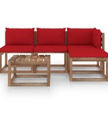 VidaXL 5-delige Loungeset pallet met kussens geïmpregneerd grenenhout