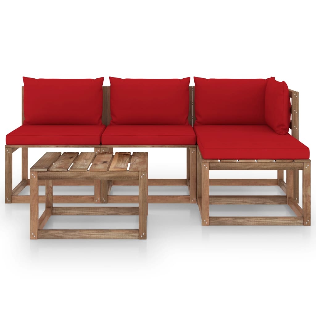 VidaXL 5-delige Loungeset pallet met kussens geïmpregneerd grenenhout