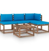 VidaXL 5-delige Loungeset pallet met kussens geïmpregneerd grenenhout