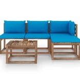VidaXL 5-delige Loungeset pallet met kussens geïmpregneerd grenenhout