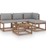 VidaXL 5-delige Loungeset pallet met kussens geïmpregneerd grenenhout