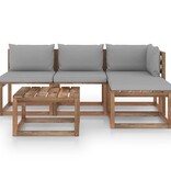 VidaXL 5-delige Loungeset pallet met kussens geïmpregneerd grenenhout