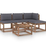 VidaXL 5-delige Loungeset pallet met kussens geïmpregneerd grenenhout