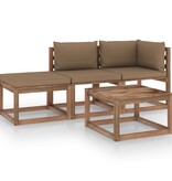 VidaXL 4-delige Loungeset pallet met kussens geïmpregneerd grenenhout
