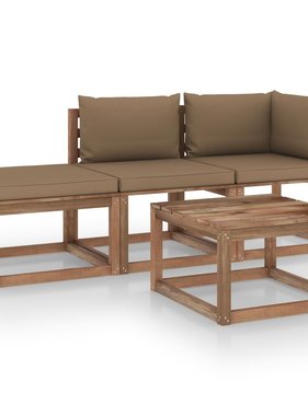 VidaXL 4-delige Loungeset pallet met kussens geïmpregneerd grenenhout