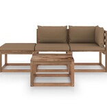 VidaXL 4-delige Loungeset pallet met kussens geïmpregneerd grenenhout