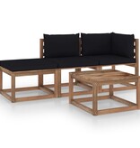 VidaXL 4-delige Loungeset pallet met kussens geïmpregneerd grenenhout