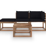 VidaXL 4-delige Loungeset pallet met kussens geïmpregneerd grenenhout