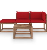 VidaXL 4-delige Loungeset pallet met kussens geïmpregneerd grenenhout