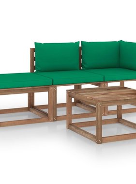 VidaXL 4-delige Loungeset pallet met kussens geïmpregneerd grenenhout