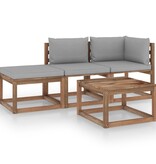 VidaXL 4-delige Loungeset pallet met kussens geïmpregneerd grenenhout
