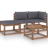 VidaXL 4-delige Loungeset pallet met kussens geïmpregneerd grenenhout