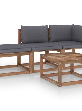 VidaXL 4-delige Loungeset pallet met kussens geïmpregneerd grenenhout